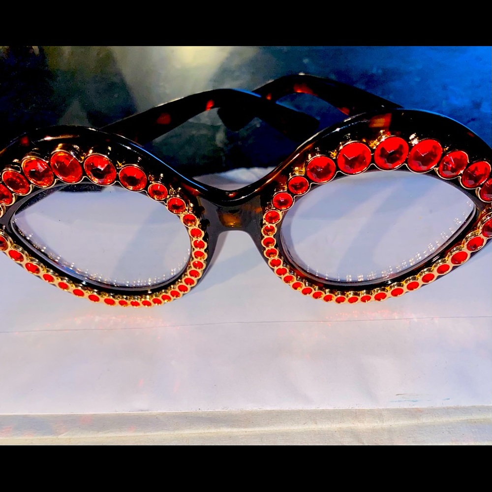 Studded red glasses